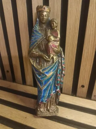 Figura Virgen Bronce Esmaltado