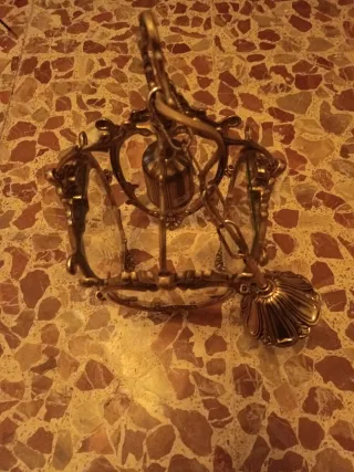 Lámpara de laton y cristal vintage de 1973