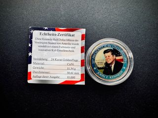 Moneda 1/2 Dólar Kennedy Baño Oro