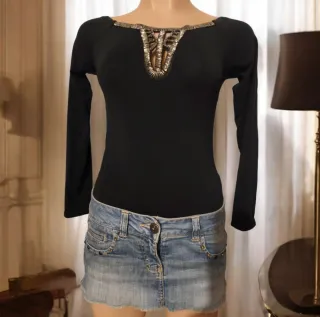 Body elegante negro manga larga