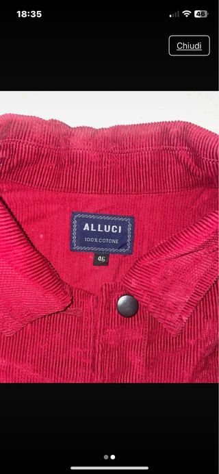 Giubbino velluto rosso taglia 46