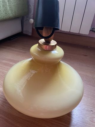 Lámpara Vintage Amarilla Cristal Metal