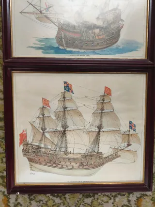 3 Cuadros Barcos Antiguos