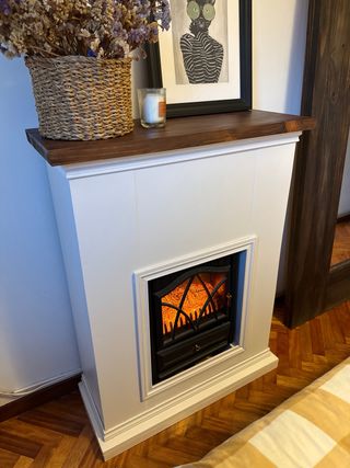 Mueble Chimenea Blanco y marrón