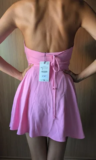 Vestido rosa cuello halter