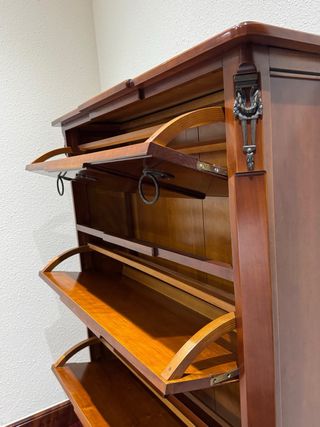 Muebles de recibidor madera y metal oro