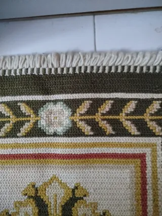 Tapete Arraiolos Tradicional Lã Bege Dourado