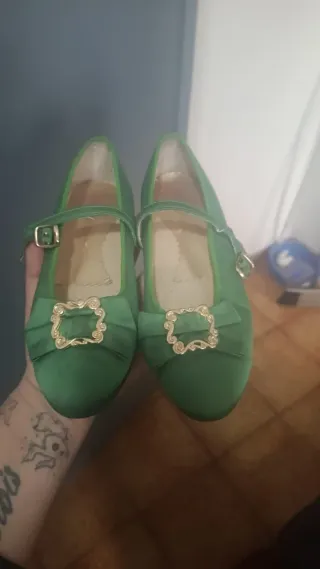 Traje de Fallera Verde y Rosa talla 6/7 años