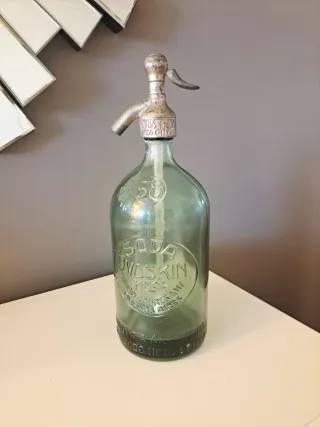 Antiguo sifón argentino cristal verde Años 20/30