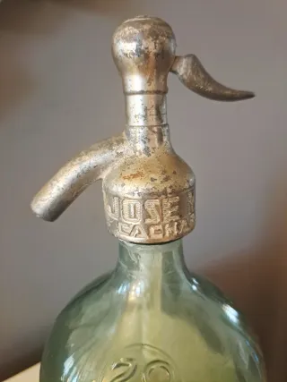 Antiguo sifón argentino cristal verde Años 20/30