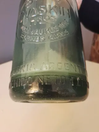 Antiguo sifón argentino cristal verde Años 20/30