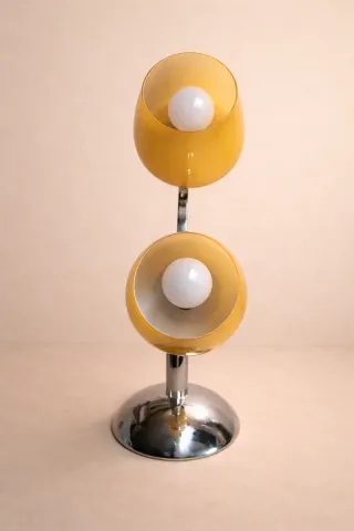 Candeeiro de mesa tulipa metal e vidro