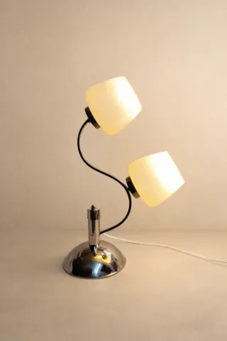 Candeeiro de mesa tulipa metal e vidro