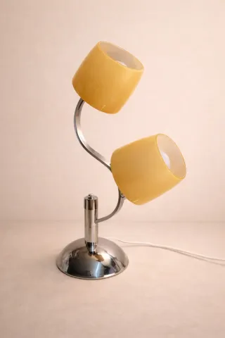 Candeeiro de mesa tulipa metal e vidro