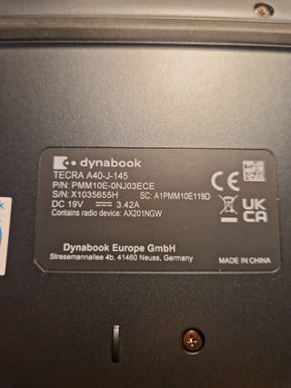 Portátil Toshiba Tecra Dynabook A40 J 145. Windows