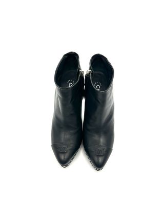 Botines Chanel Negros Piel Cadena Plataforma