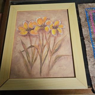 Quadro ad olio fiori gialli