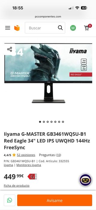 Monitor Ultrawide iiyama 34” 144Hz