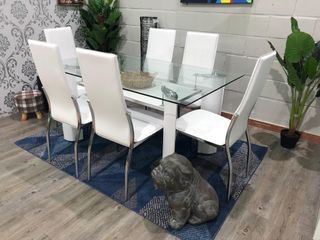 Mesa Moderna Resistente con 6 Sillas Nuevas