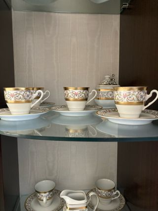 Servizio Caffè Vintage Porcellana Oro Bianco da 12