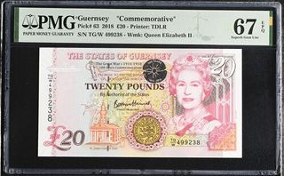 Billete Guernsey 20 Libras 2018 PMG-67 EPQ