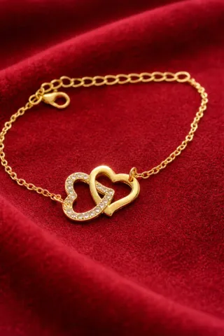 Pulseira Coração Dourada com Zircónias
