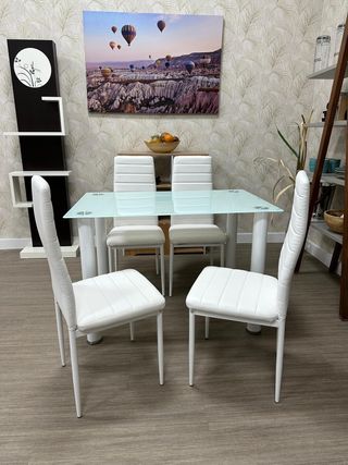 Mesa Cristal con 4 Sillas Nuevo 2 Colores Oferta