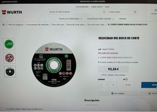 Amoladora Radial Würth SWS26 + 3 Cajas + 25 Discos