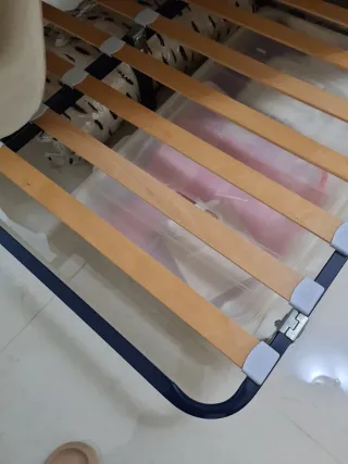 Somier cama 150cm metal y madera