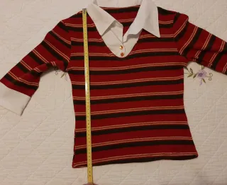 Top vintage de rayas, manga 3/4, talla XS