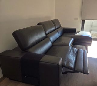 Sofá Chaise Longue Piel Negro Relax