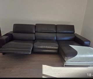 Sofá Chaise Longue Piel Negro Relax