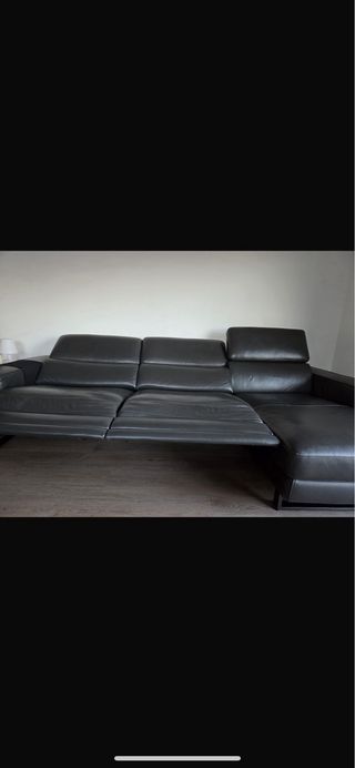 Sofá Chaise Longue Piel Negro Relax