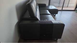 Sofá Chaise Longue Piel Negro Relax