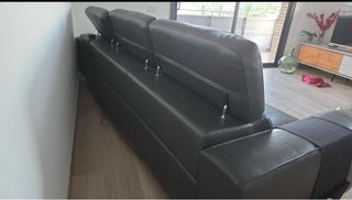 Sofá Chaise Longue Piel Negro Relax