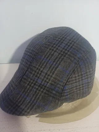 Gorra pico cuadros gris y azul