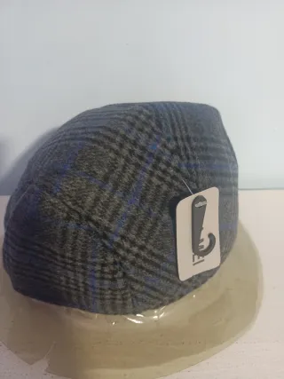 Gorra pico cuadros gris y azul