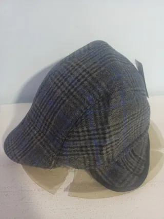 Gorra pico cuadros gris y azul