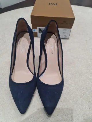 Zapatos tacón Gloria Ortiz ante azul T.38