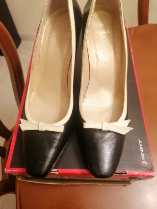 Elegance Paris Zapatos Tacón Negro y Beige