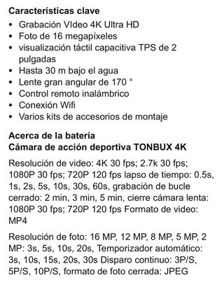 Cámara de acción Tonbux