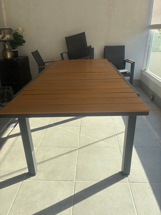 Mesa Exterior Aluminio Gris y Madera