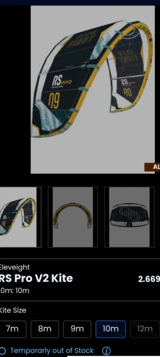 Cometa kite Eleveight RS Pro V2 10m