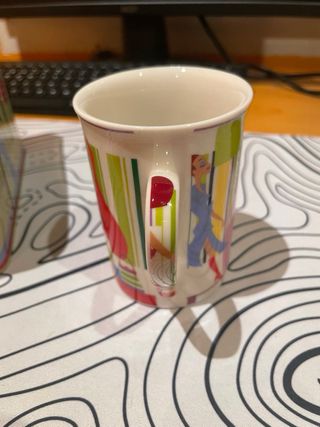 Set 4 Tazas Cerámica Diseño Multicolor