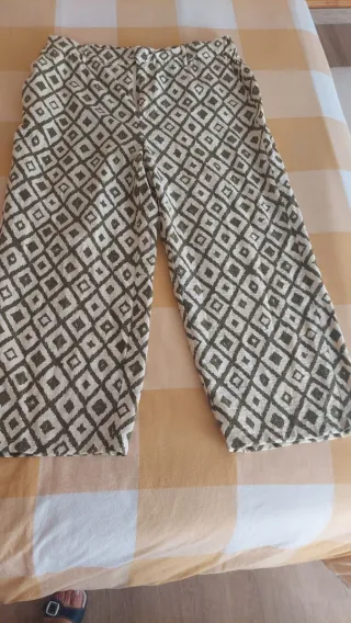 Pantalón ancho estampado mujer