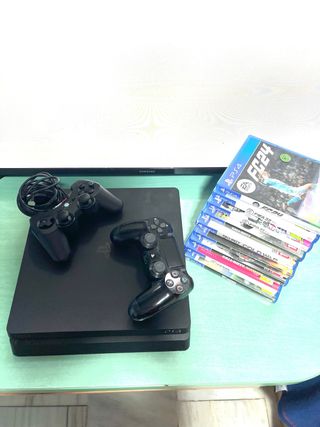 PS4 slim (PlayStation 4) Negra + 2 Mandos + Juegos