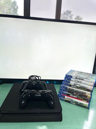 PS4 slim (PlayStation 4) Negra + 2 Mandos + Juegos