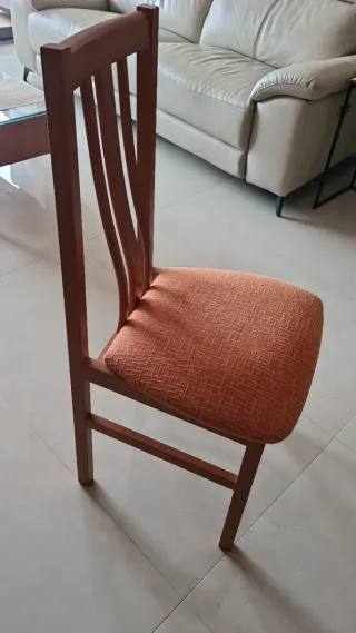 6 Sillas de Comedor Madera y Tela Naranja