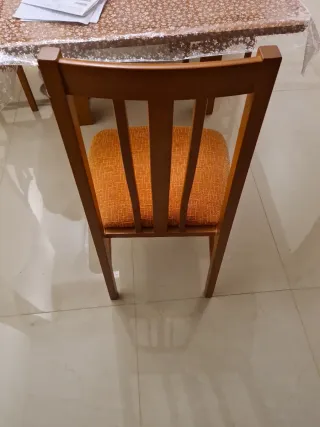 6 Sillas de Comedor Madera y Tela Naranja