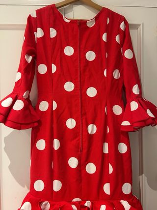 Vestido Flamenca Rojo Lunares Blancos